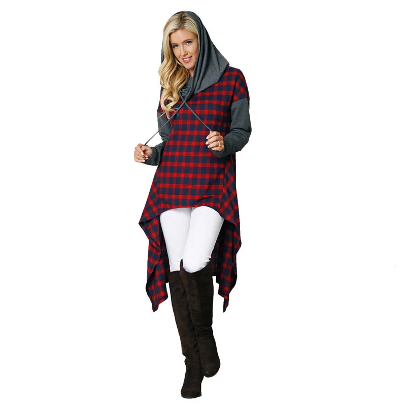 red Sudadera Mujer зимние толстовки женские клетчатые Джемперы и толстовки Harajuku Толстовка спортивный костюм туника-пуловер Топы - Цвет: red