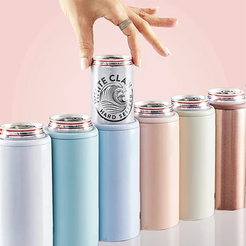 

12oz Beer Thermos Creative Double Wall Vacuum Insulated Mug 304 Stainless Steel Beer Cooler Skinny Coke Can Cooler