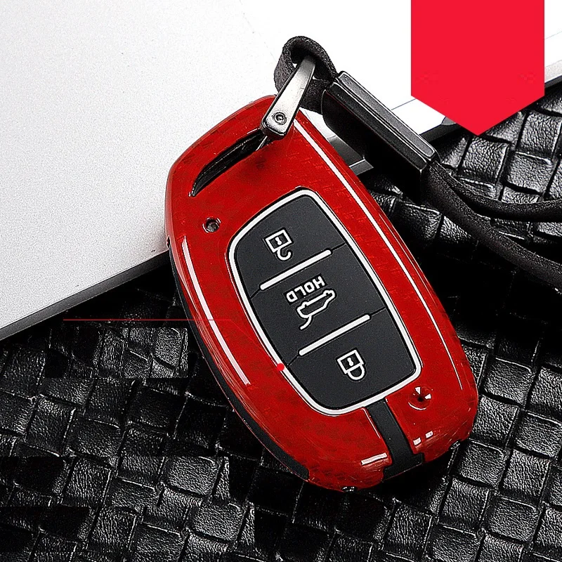 A Carbon Red Углеродное волокно сплав+ силиконовый Автомобильный Дистанционный корпус умного ключа брелок крышка для hyundai i10 i20 i30 HB20 IX25 IX35 IX45 автомобильный Стайлинг - Название цвета: A Carbon Red