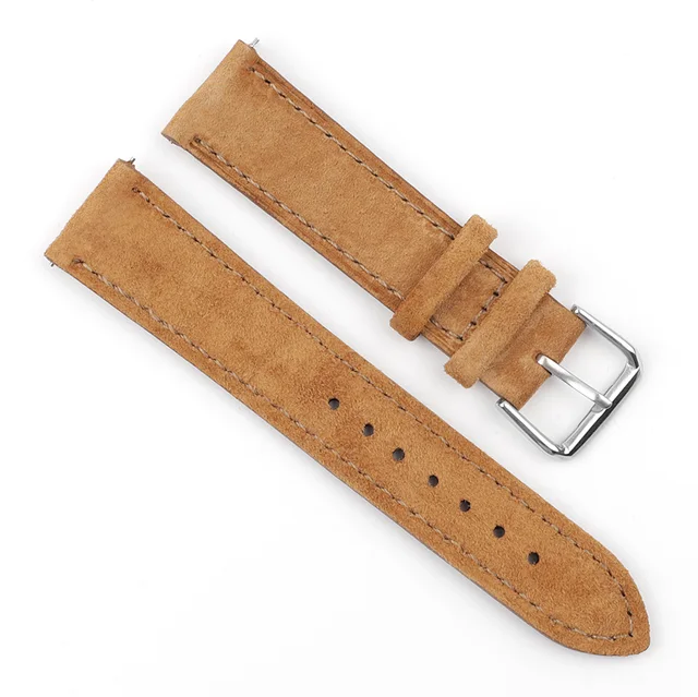 Soft Suede Leather Watch Band 18mm 19mm 20mm 22mm 24mm Blue Watch Straps Stainless Steel Buckle Watch Accessories tan