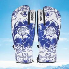 1 Pair Water Resistant Ski Gloves Winter Sports Protective Keep Warm Wind Proof Climbing Zippered Camping Anti Skid Cycling