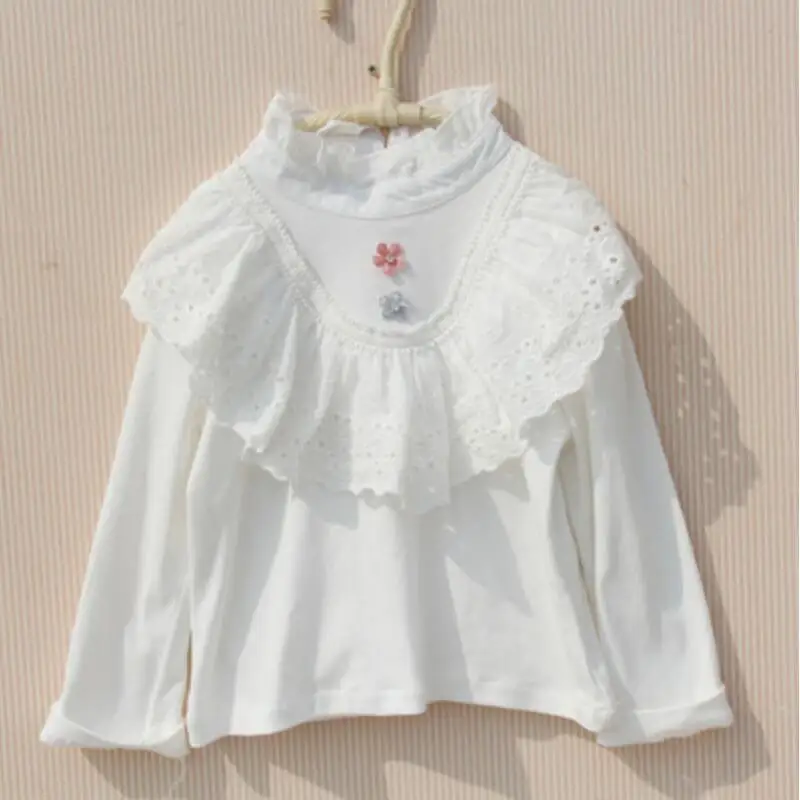 Spring Autumn School Teenager Girl Blouses Tops Long Sleeve Kids Shirts Baby Toddler Clothes Girls White Blouse 6 8 10 12 Years kids shirts