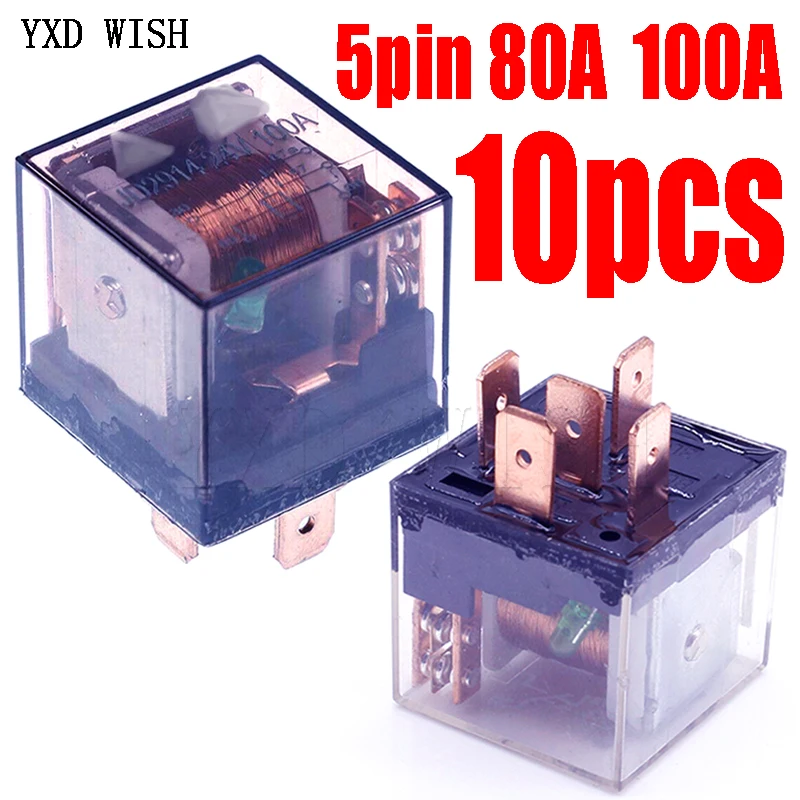 Impermeável Relé Automotivo 12v 100a 5pin Spdt Dispositivo de Controle de Carro Relés dc 24v 48v Alta Capacidade 100a Switching 10 Pcs