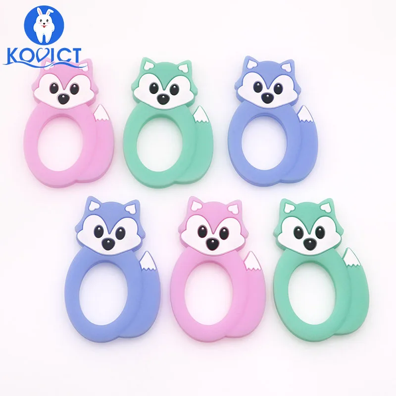 Kovict fox/детский силиконовый Прорезыватель для зубов, грызунов, BPA, без еды, силиконовый Прорезыватель для зубов, пустышка для кормления, силиконовые бусины