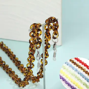 

Teamer Chic Glasses Chain with Big Lobster Claps Round Leopard Acrylic Sunglasses Chain for Mask Necklace Neck Holder Lanyards