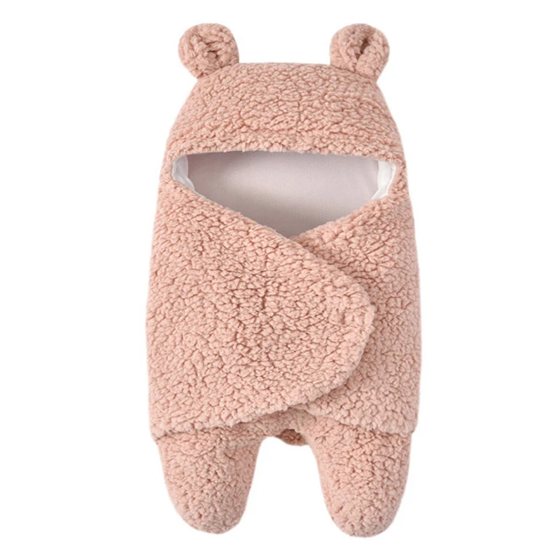 Хаки Детские спальные мешки Baby Cartoon Wool Lamb Swaddle Коляска для пеленания Одеяло для малышей Спальные мешки конверт для новорожденных спальный мешок - Цвет: Хаки