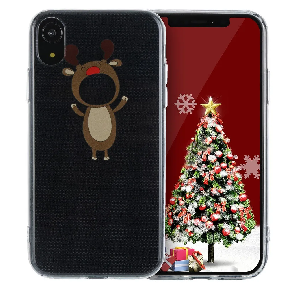 Ультратонкий прозрачный силиконовый чехол для телефона iphone 6,1 дюймов с принтом Санта Клауса, мягкий силиконовый чехол из ТПУ, легкий дизайн, чехол для телефона