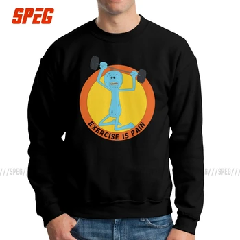 

Rick And Morty Sweatshirts Man Funny 100% Cotton Crewneck Exercise is Pain Pullovers Printed Hoodie Apparel