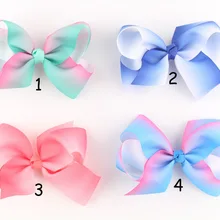 5 дюймов Европа и Америка Горячая Распродажа детские заколки Радужная лента в рубчик бант утконоса клип Детские аксессуары для волос головной убор