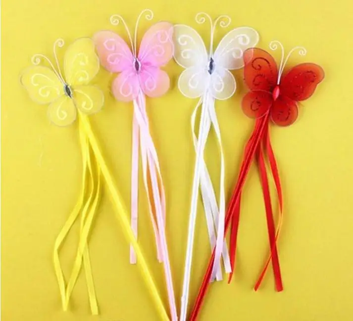 

Новый Цвета ясельного возраста, с узором бабочками, юбка в стиле «принцесс» волшебная палочка волшебной палочки для дня рождения вечерние пользу девушке подарок 4 вида цветов белого и розового, красного, желтого цвета для девочек, оптовая продажа