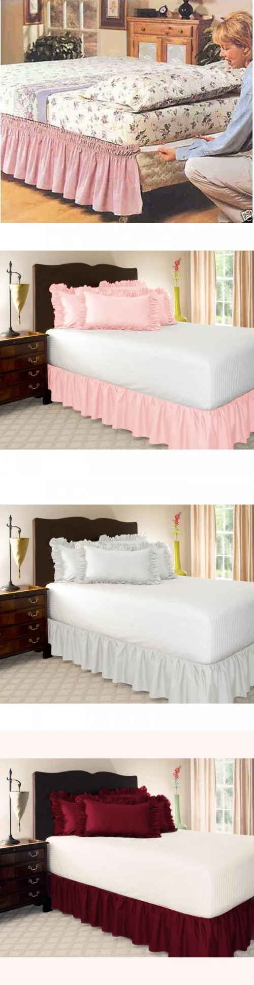 Wholesale Bed Skirt Elastic Solid color Bed skirts Bed Covers without Bed Surface Queen/King Dust Ruffle bedspread free shipping