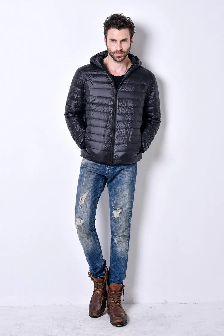 Autumn And Winter New Style Men's Hooded Slim Fit Thin down Jacket Men's Multi-color Hooded down Feather Cotton-padded Clot