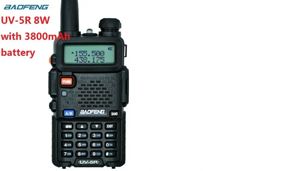 Настоящее 8 Вт 3800 мАч baofeng UV-5R для двухстороннего радио VHF UHF Двухдиапазонный портативный Радио walkie talkie uv 5r