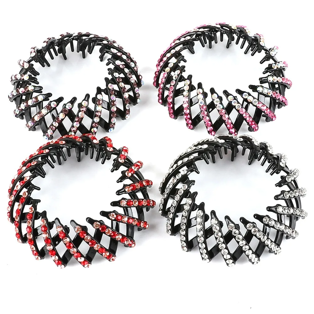 cute hair clips 1pc Korean Crystal Hair Claw For Women Ponytail Holder Ball Head Bun Maker Expanding Hair Clips Hairpins Hair Accessories 2021 headbands for women