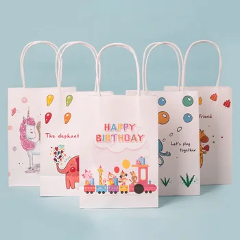 

children cartoon gift bags with handles cosmetic carrier bags customized gift bags Baby shower party paper bags for gifts 20pcs