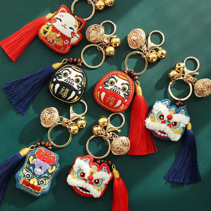 

Chinese Amulet DIY Embroidery Cat kit of Keychain Cross Stitch Set Needlework Handmade Embroidery Sewing Craft Decor Car Gift