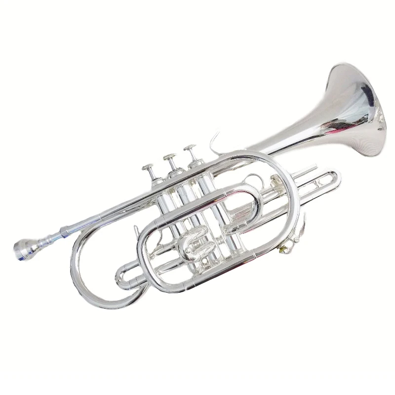 NICKEL SILVER WITH FREE CASE AND MOUTHPIECE C-14 CORNET Bb PITCH BRASS 