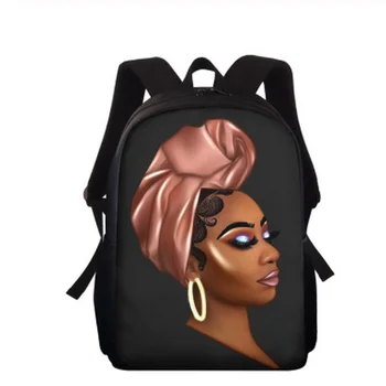 

African Women Printed Schoolbag Girls Child Art Black Girl Book Bags Kindergarten Student Mochila for Toddler Baby