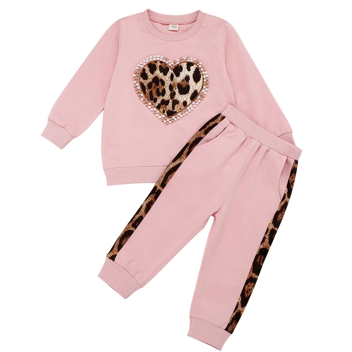 

6M-5Y Toddler Kid Baby Girl Winter Clothes Sets Pink Long Sleeve Leopard Tops Blouse Long Pants trousers autumn Outfit Tracksuit