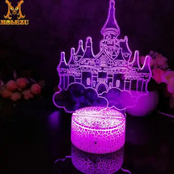 

Molezu Halloween Castle 3D Led Night Light Decoration Children Kids Gifts 7 Color Changing Visual Table Lamp