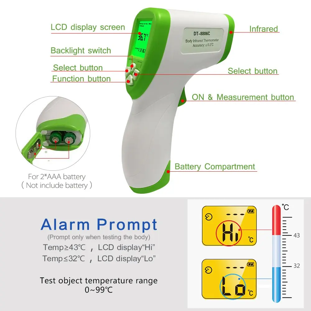 baby thermometer цифровой термометр инфракрасный Детский Взрослый лоб бесконтактный инфракрасный Termometro с ЖК-подсветкой Termometr termometro digital термометр цифровой градусник для тела инфракрасный термометр