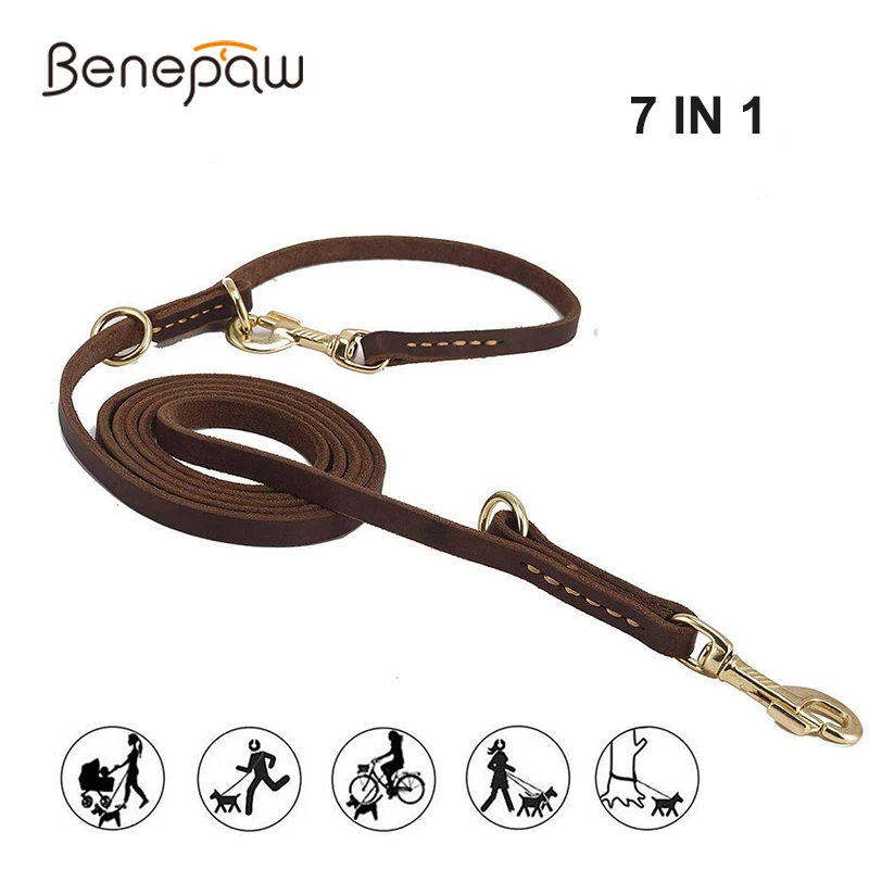 Benepaw многофункциональный кожаный поводок собаки хэндс фри короткие средней