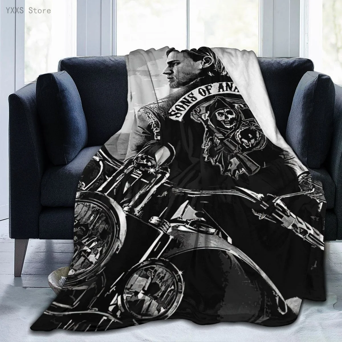 Sons of Anarchy 3D Cartoon Sherpa Blanket Warm Super Soft Flannel Office Nap Bedspread Sofa