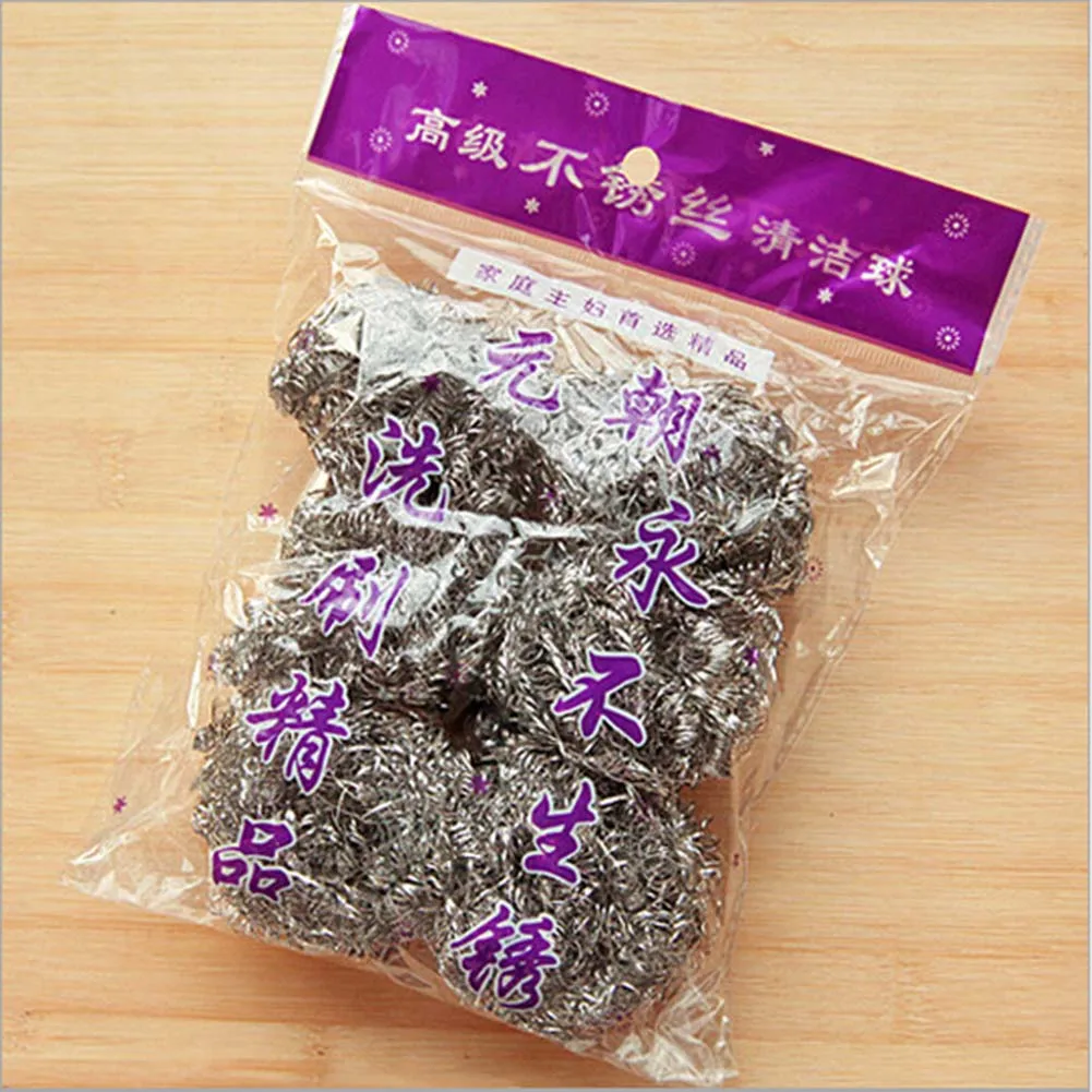 

High Quality 6Pcs Stainless Steel Wool Kitchen Tableware Pot Pan Dish Clean Heavy Duty New Cleaner Cleaning Ball