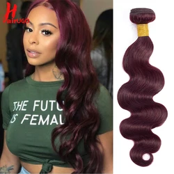 Brazilian Body Wave Hair Bundles 1/3/4 Bundles Deals 10-24 Inch Body Wave Remy 99J Hair 100% Human Hair Extensions HairUGo Hair