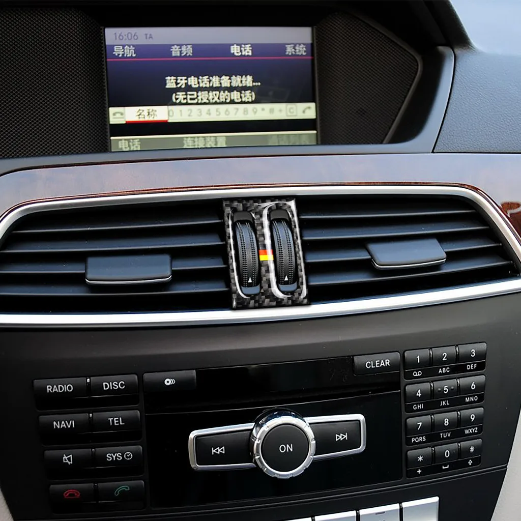 Углеродное волокно воздуха на выходе наклейки для Mercedes W204 C Класс 2011 2012 2013