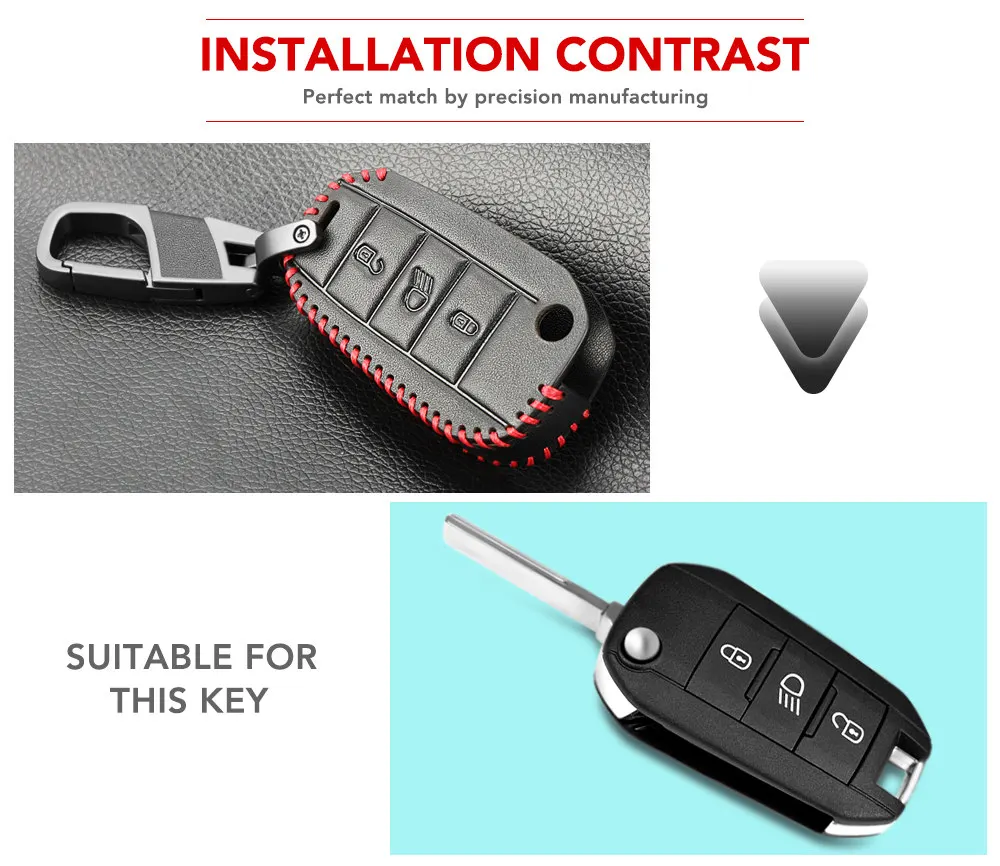 Key Case Key Case Cover Car Key Shell Genuine Leather Smart Remote Key Case Cover For Peugeot 3008 508 2008 308S 307 For Citroen C4 C5 CACTUS C3XR DS6 DS5 Car Styling
