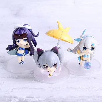 

MmiHoYo 3rd Kiana Kaslana Raiden Mei Bronya Zaych Q Version PVC Figures Toys Dolls 3pcs/set