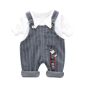

Cute Toddler Baby Clothes 2pcs Newborn Baby Boy Girl Autumn Outfits Long Sleeve Blouse Top+Strap Striped Trousers Casual Sets