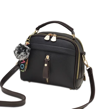

Fashion Women Handbag PU Leather Women Messenger Bags With Ball Toy Female Shoulder Bags Ladies Party Handbags 2020