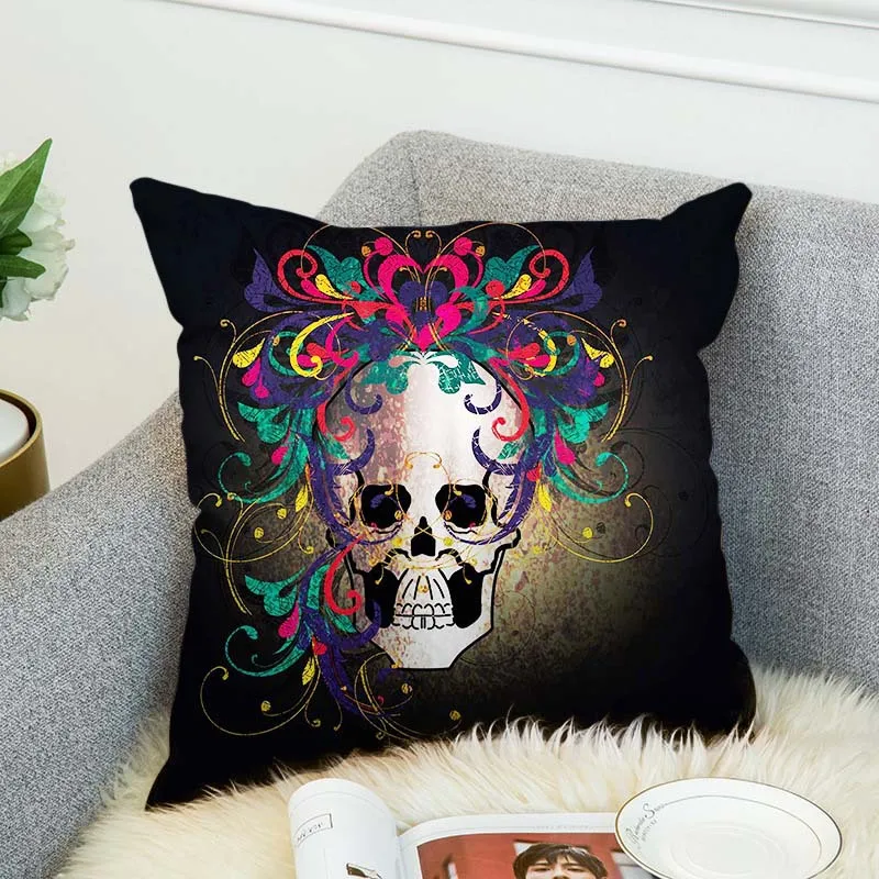 Double-side Skull Cushion Cover Pillowcase Sugar Nordic Home Decorative Sofa Throw Pillows 45x45cm pillow for car nap | Дом и сад