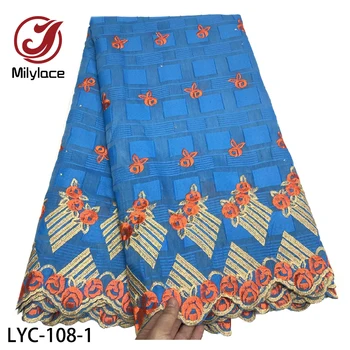 

Hot Sale African Swiss Voile Lace French Lace Fabric with Stones Dubai Fabric Nigerian Cotton Lace Material LYC-108