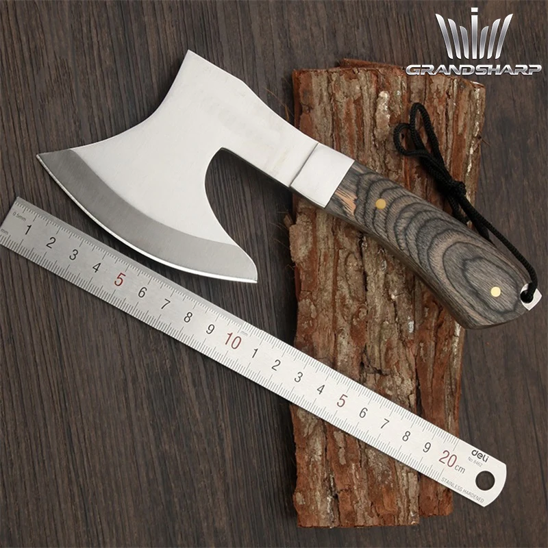 Survival Hunting Tomahawk Axes Hatchet Camping Hand Fire Stainless Steel Axe Boning Knife for Chopping Meat Bones GRANDSHARP 3