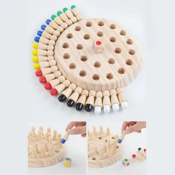 

Kids Wooden Memory Match Stick Chess Game baby’s three-dimensional imagination, color cognitive ability Early Educational toy