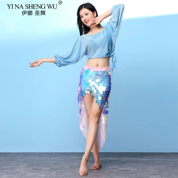 

Bellydance Costume Hot Sale Woman Belly Dancing set Top & Sequin Hip Skirt Class Team Performance Wear Skirt