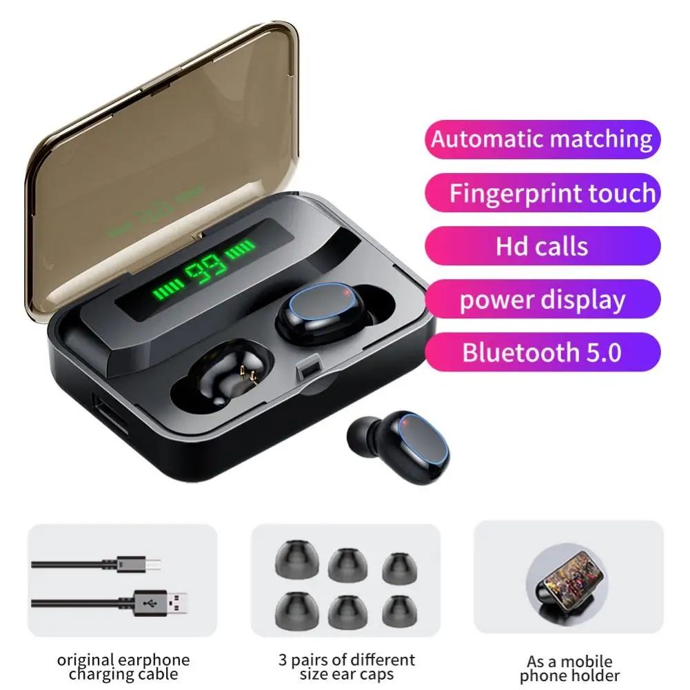 Bluetooth V5 1 Earphones Wireless touch Headphones With led display Headsets with Charging Box For Android