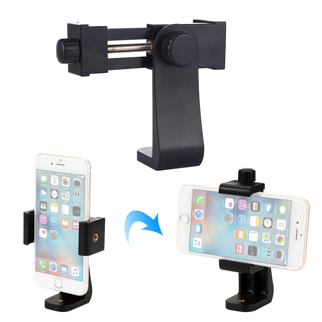 

Universal Phone Tripod Mount Adapter Cell Phone Clipper Holder Vertical 360 Tripod Stand for iPhone X 7 8 Plus Samsung S8 S7