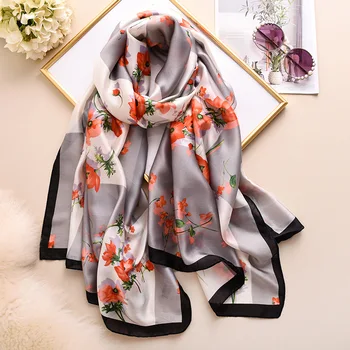 

Fashion Luxury Brand Women Polka Floral Silk scarf Print Soft Shawl and Echarpe Summer Wrap Designer Scarves Female Beach Stoles