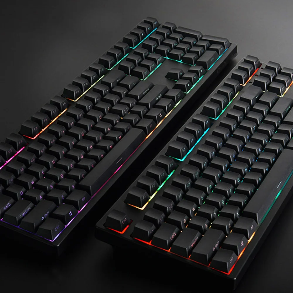 Pbt Keycaps para Teclado Mecânico Double Shot Side Print Backlight Through Perfil Oem Cor Preto e Branco mx 8.0 87 104 134