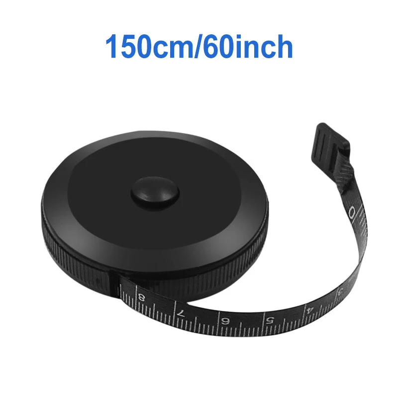1.5m Retractable Portable Ruler Cm/inch For Travel Camping Mini Sewing Measuring Tape Button Click Black Dual Side Tape Measure