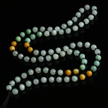 

Natural Emerald Tri Color 5-6mm Beads Necklace Hand knitted Adjustable Charm Jewellery Fashion Accessories woman Man Luck Amulet