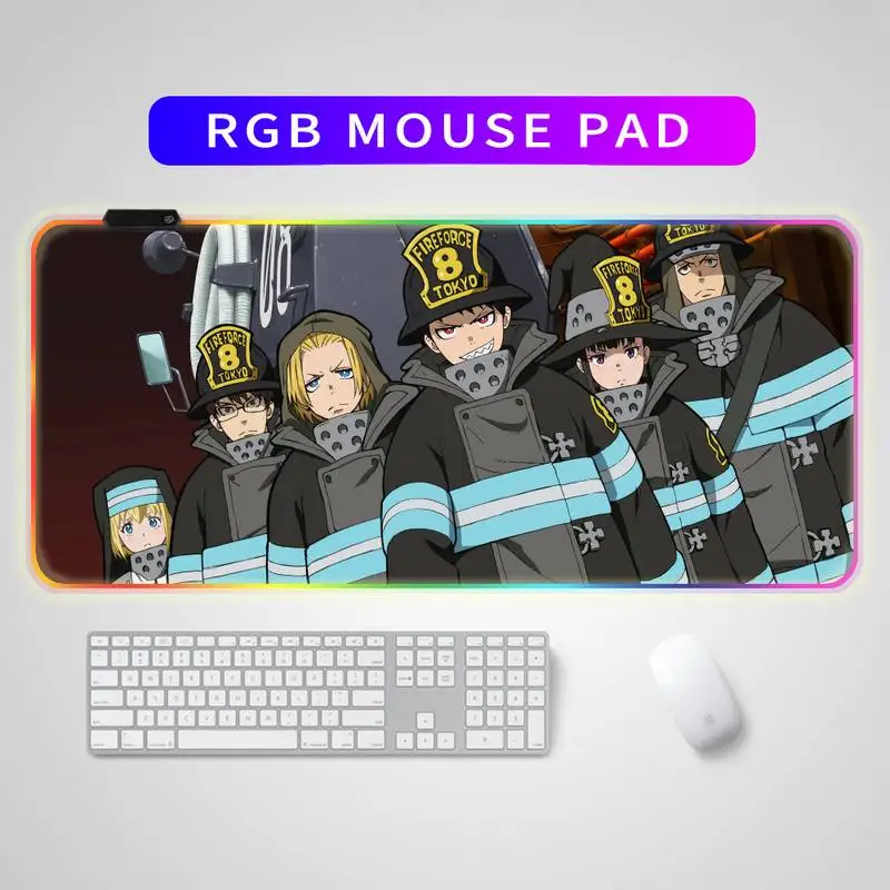 

Игровые коврики Fire force для аниме игр, коврик для мыши, RGB игровой коврик для мыши, большой коврик для мыши XXL, большой коврик для клавиатуры, компьютерный коврик для мыши