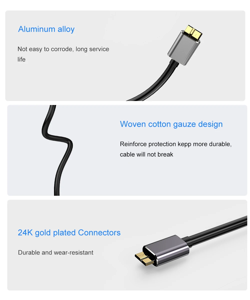 USB to Micro B Data Transfer and Charger Cable for WD, Seagate, Samsung HDD - USB 3.0 Description Image.This Product Can Be Found With The Tag Names Computer Cables Connecting, Computer Peripherals, Hard drive cable usb to micro b cable, PC Hardware Cables Adapters