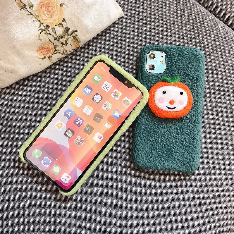 Зимний кашемировый оранжевый ТПУ чехол для iPhone11Pro Max X XS Max, мягкий чехол для телефона для iPhone XR 6 6S 7 8 Plus, чехол