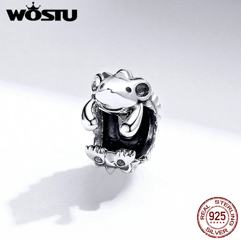 

WOSTU 100% 925 Sterling Silver Hedgehog Beads Aninal Charm Fit Original Bracelet Pendant Necklace Jewelry Accessories FIC1420