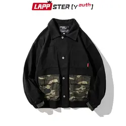 LAPPSTER лоскутные куртки камуфляжные пальто 2019 Мужская Harajuku Куртка карго ветровка корейская мода уличная хип хоп куртка-бомбер